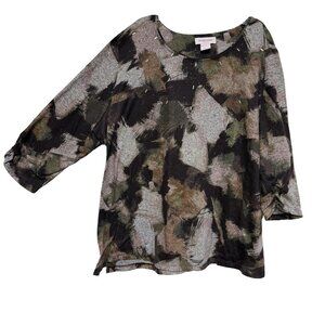 Allison Daley Woman Womens Plus Size 2X Top Blouse Shirt Embellished Stretch Kni